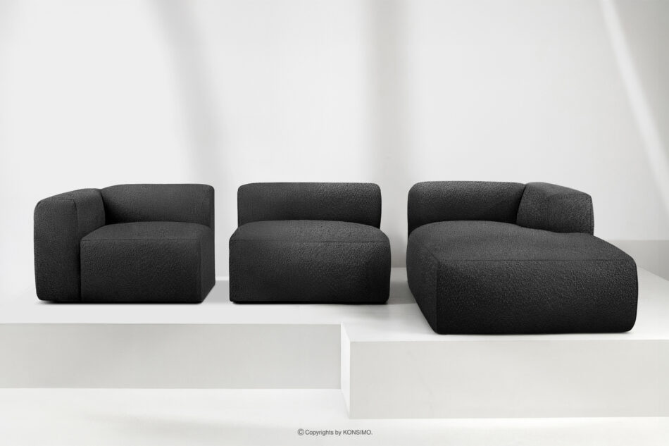 BUFFO Duży miękki narożnik w tkaninie boucle prawy ciemny szary ciemny szary - zdjęcie 8