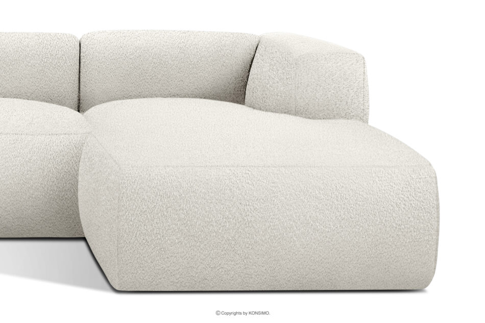 BUFFO Duży miękki narożnik w tkaninie boucle prawy biały biały - zdjęcie 7