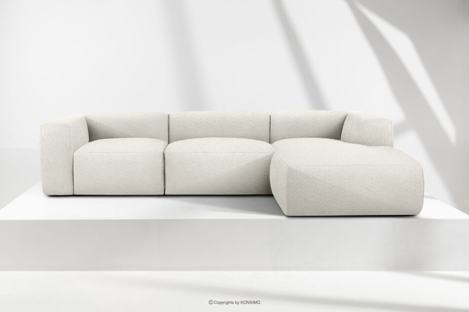 BUFFO Duży miękki narożnik w tkaninie boucle prawy biały biały - zdjęcie 1