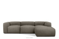 Duży miękki narożnik w tkaninie boucle prawy chłodny brązowy