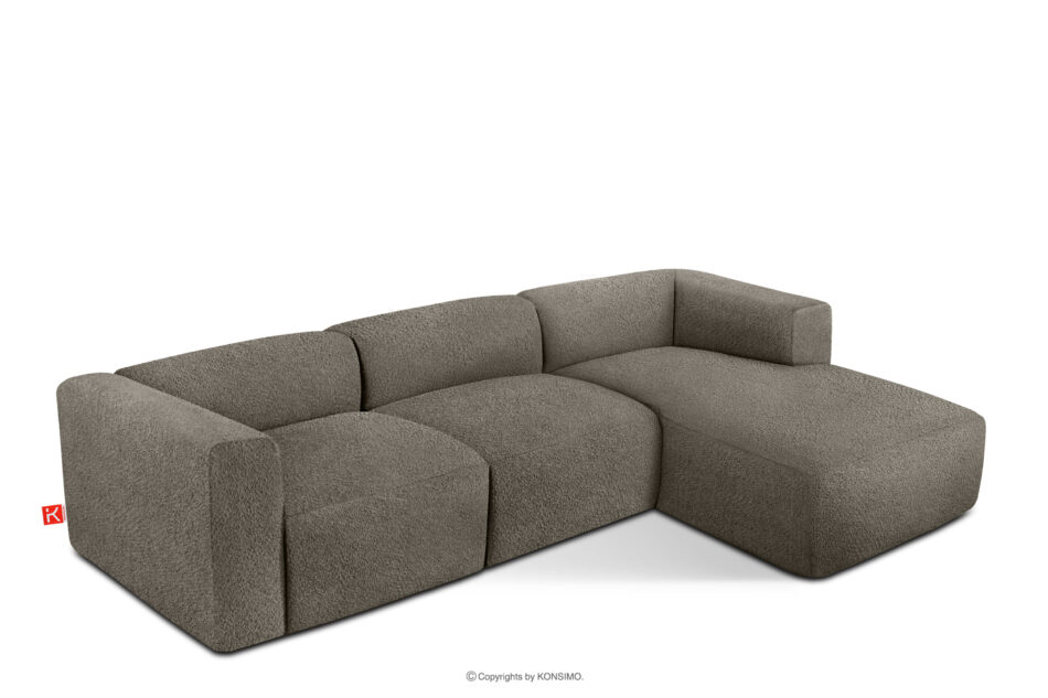 BUFFO Duży miękki narożnik w tkaninie boucle prawy chłodny brązowy chłodny brązowy - zdjęcie 2