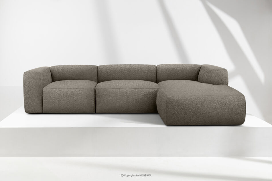 BUFFO Duży miękki narożnik w tkaninie boucle prawy chłodny brązowy chłodny brązowy - zdjęcie 1