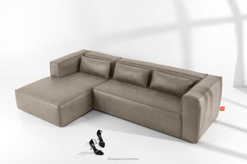 FEROX Narożnik w stylu loft tkanina skóropodobna jasny szary lewy jasny szary - zdjęcie 1