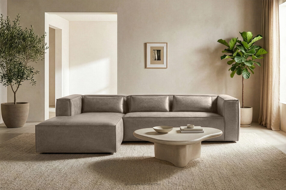 FEROX Narożnik w stylu loft tkanina skóropodobna jasny szary lewy jasny szary - zdjęcie 10