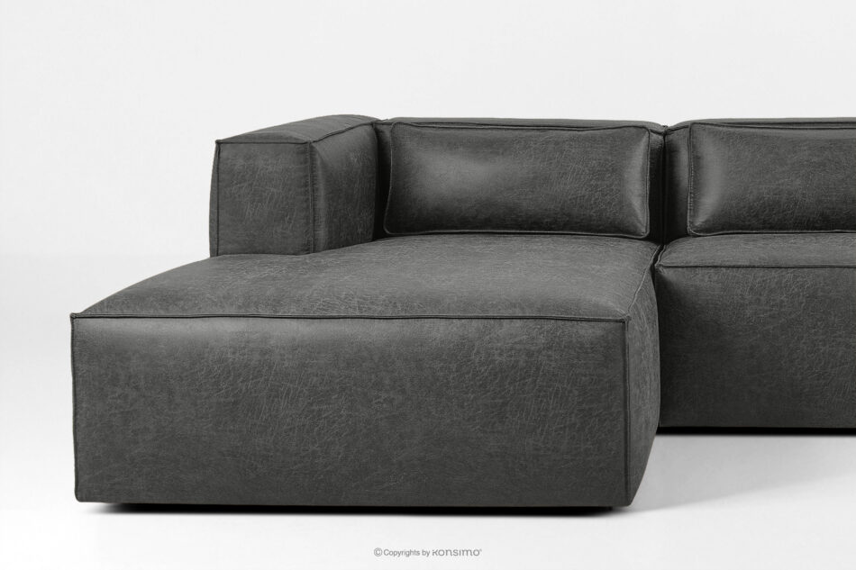 FEROX Narożnik w stylu loft tkanina skóropodobna ciemny szary lewy ciemny szary - zdjęcie 6