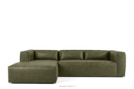 Narożnik w stylu loft tkanina skóropodobna zielony lewy