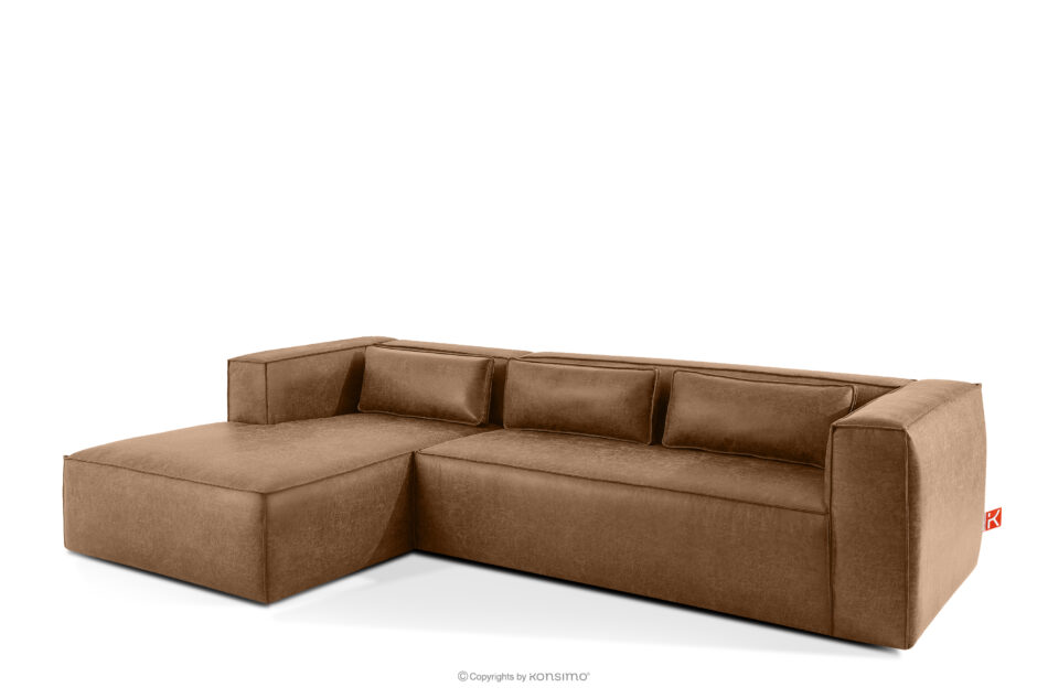 FEROX Narożnik w stylu loft tkanina skóropodobna brązowy lewy brązowy - zdjęcie 2