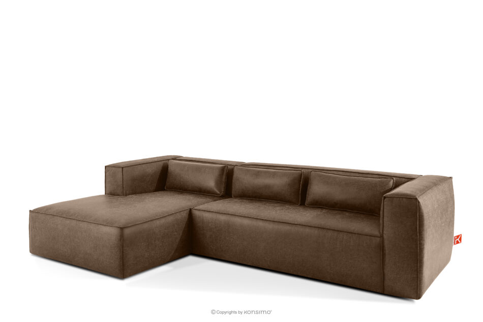 FEROX Narożnik w stylu loft tkanina skóropodobna ciemny brązowy lewy ciemny brązowy - zdjęcie 2