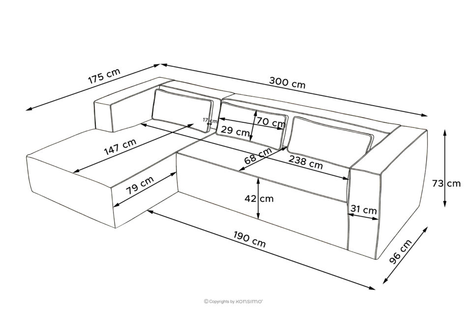 FEROX Narożnik w stylu loft tkanina skóropodobna zielony lewy zielony - zdjęcie 12