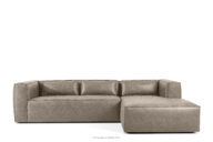 Narożnik w stylu loft tkanina skóropodobna jasny szary prawy