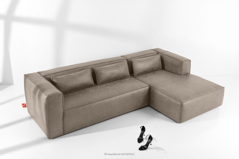 FEROX Narożnik w stylu loft tkanina skóropodobna jasny szary prawy jasny szary - zdjęcie 1