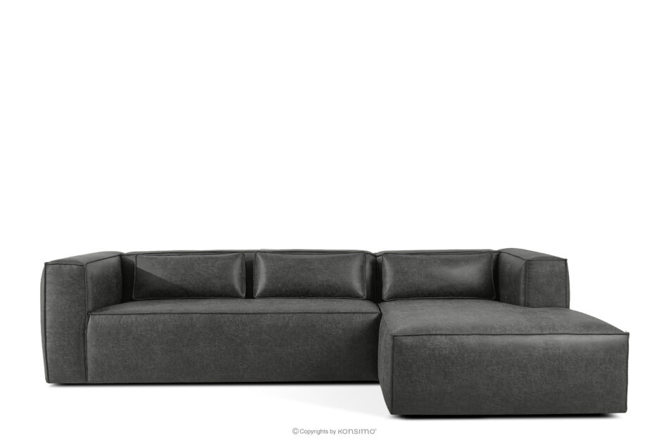 FEROX Narożnik w stylu loft tkanina skóropodobna ciemny szary prawy ciemny szary - zdjęcie 0