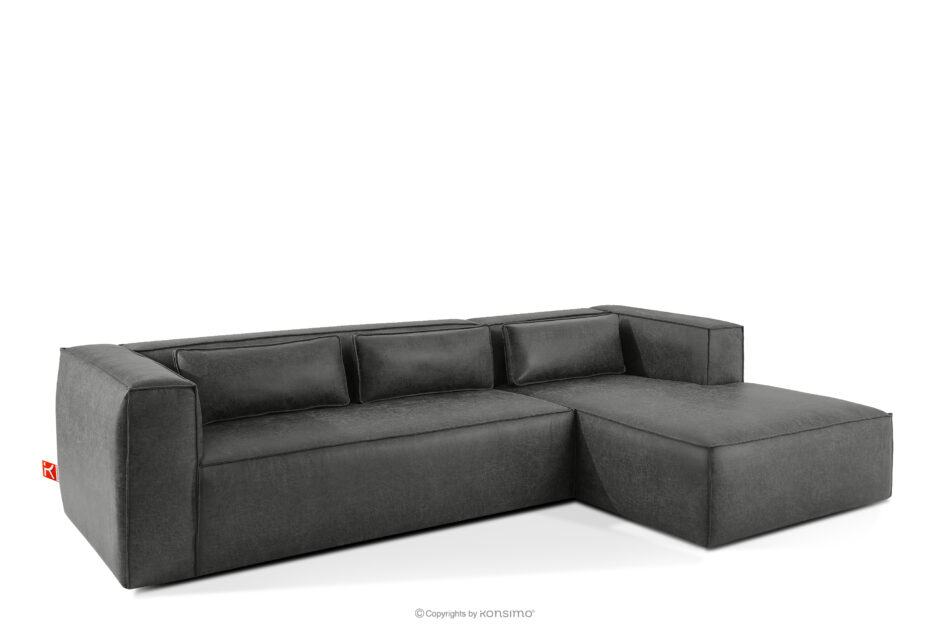 FEROX Narożnik w stylu loft tkanina skóropodobna ciemny szary prawy ciemny szary - zdjęcie 2