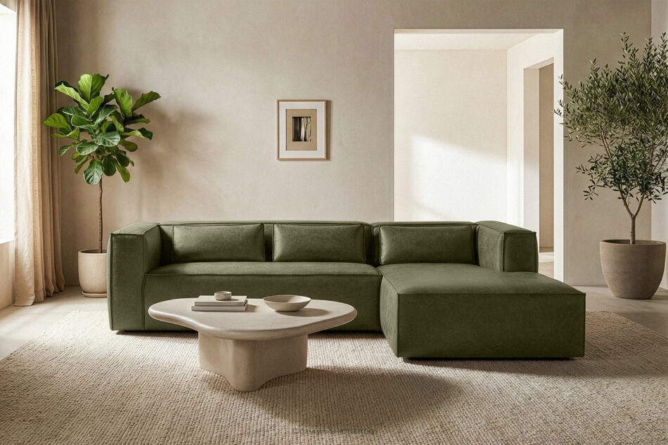 FEROX Narożnik w stylu loft tkanina skóropodobna zielony prawy zielony - zdjęcie 10