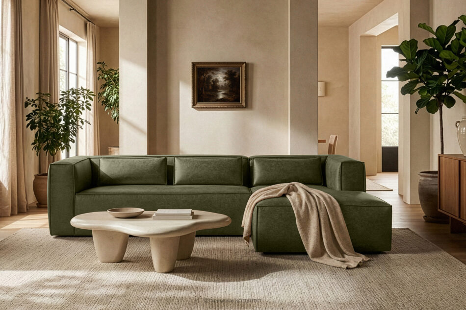 FEROX Narożnik w stylu loft tkanina skóropodobna zielony prawy zielony - zdjęcie 11