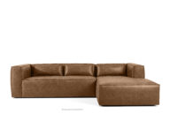 Narożnik w stylu loft tkanina skóropodobna brązowy prawy