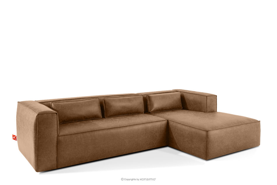 FEROX Narożnik w stylu loft tkanina skóropodobna brązowy prawy brązowy - zdjęcie 2