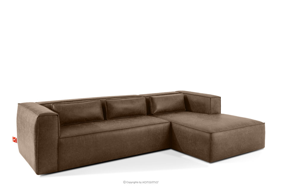 FEROX Narożnik w stylu loft tkanina skóropodobna ciemny brązowy prawy ciemny brązowy - zdjęcie 2