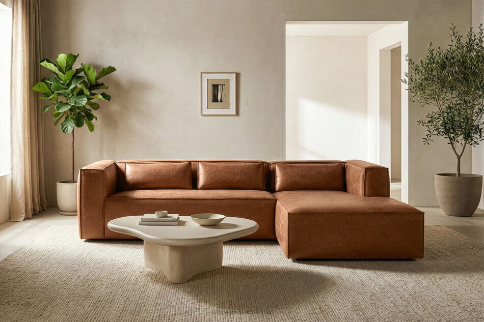 FEROX Narożnik w stylu loft tkanina skóropodobna rudy prawy rudy - zdjęcie 10