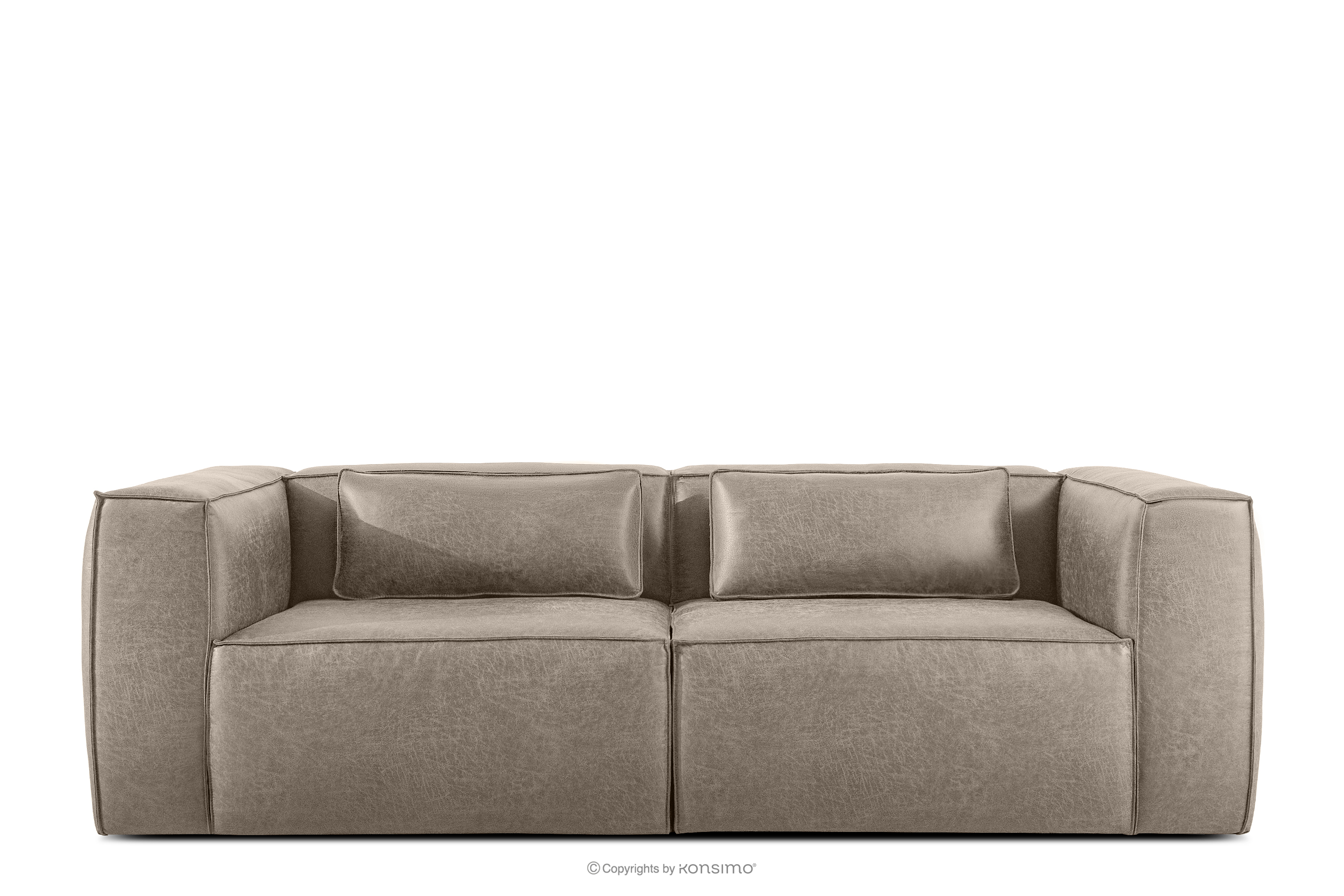 Sofa trzyosobowa w stylu loft tkanina skóropodobna jasny szary