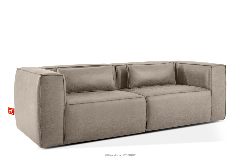 FEROX Sofa trzyosobowa w stylu loft tkanina skóropodobna jasny szary jasny szary - zdjęcie 2