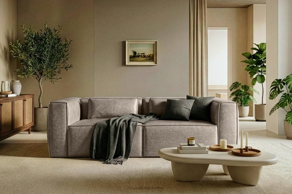 FEROX Sofa trzyosobowa w stylu loft tkanina skóropodobna jasny szary jasny szary - zdjęcie 10