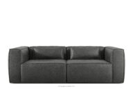Sofa trzyosobowa w stylu loft tkanina skóropodobna ciemny szary