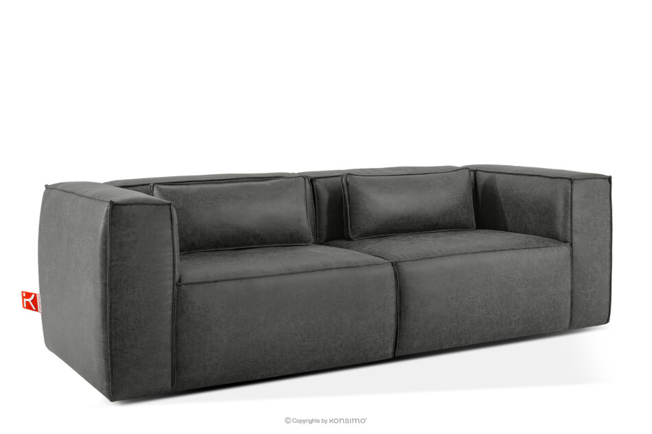 FEROX Sofa trzyosobowa w stylu loft tkanina skóropodobna ciemny szary ciemny szary - zdjęcie 2