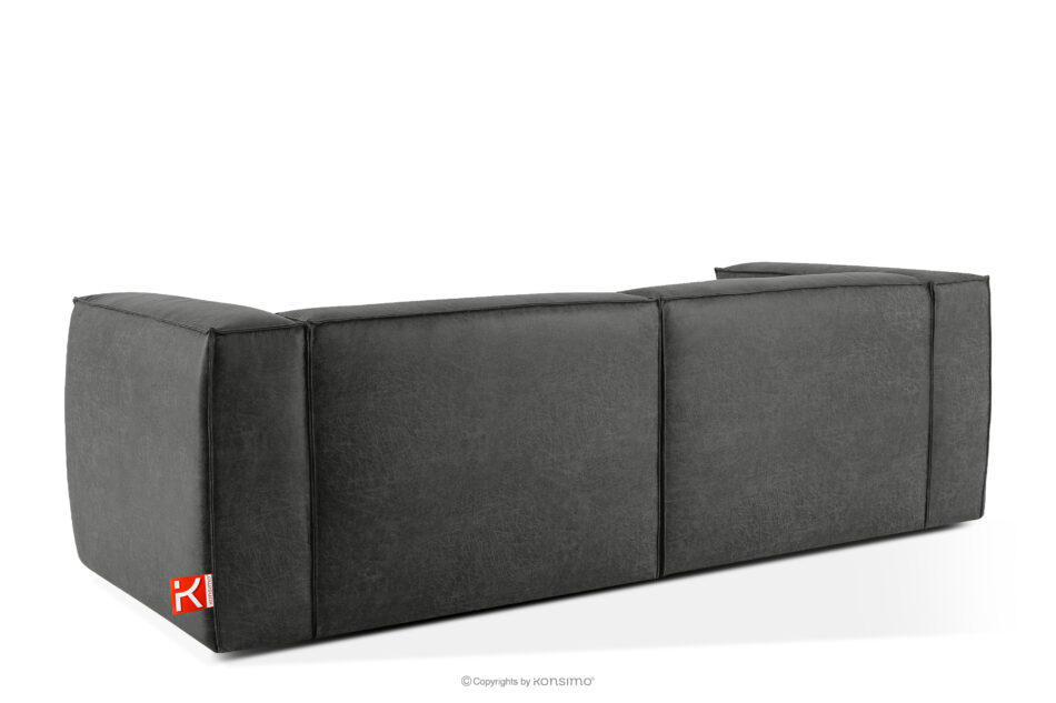 FEROX Sofa trzyosobowa w stylu loft tkanina skóropodobna ciemny szary ciemny szary - zdjęcie 3