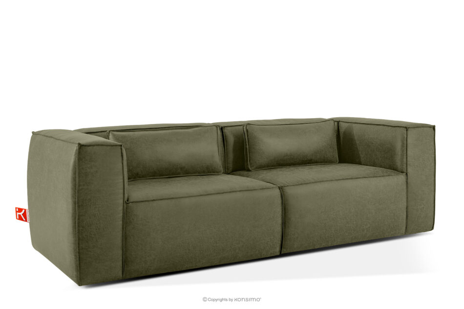 FEROX Sofa trzyosobowa w stylu loft tkanina skóropodobna zielony zielony - zdjęcie 2