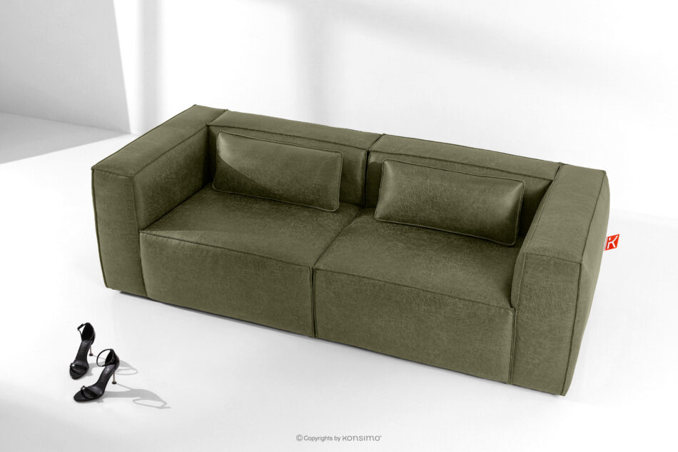 FEROX Sofa trzyosobowa w stylu loft tkanina skóropodobna zielony zielony - zdjęcie 1