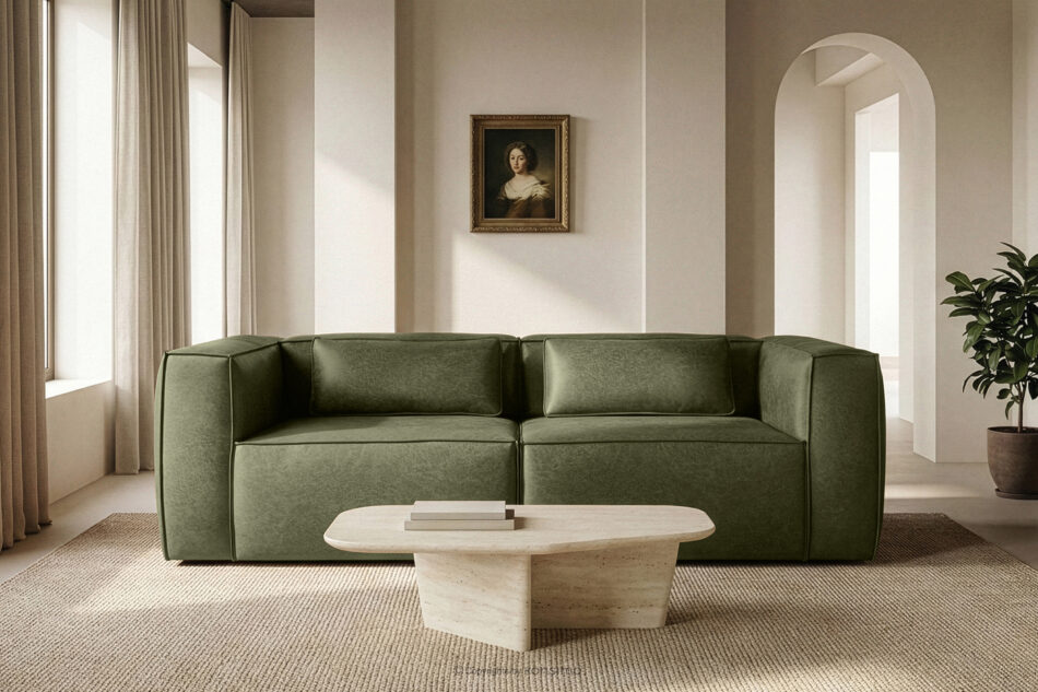 FEROX Sofa trzyosobowa w stylu loft tkanina skóropodobna zielony zielony - zdjęcie 11