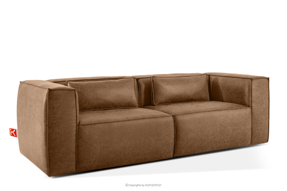 FEROX Sofa trzyosobowa w stylu loft tkanina skóropodobna brązowy brązowy - zdjęcie 2
