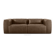 Sofa trzyosobowa w stylu loft tkanina skóropodobna ciemny brązowy