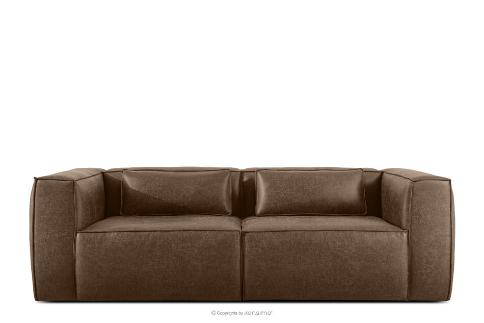 FEROX Sofa trzyosobowa w stylu loft tkanina skóropodobna ciemny brązowy ciemny brązowy - zdjęcie 0