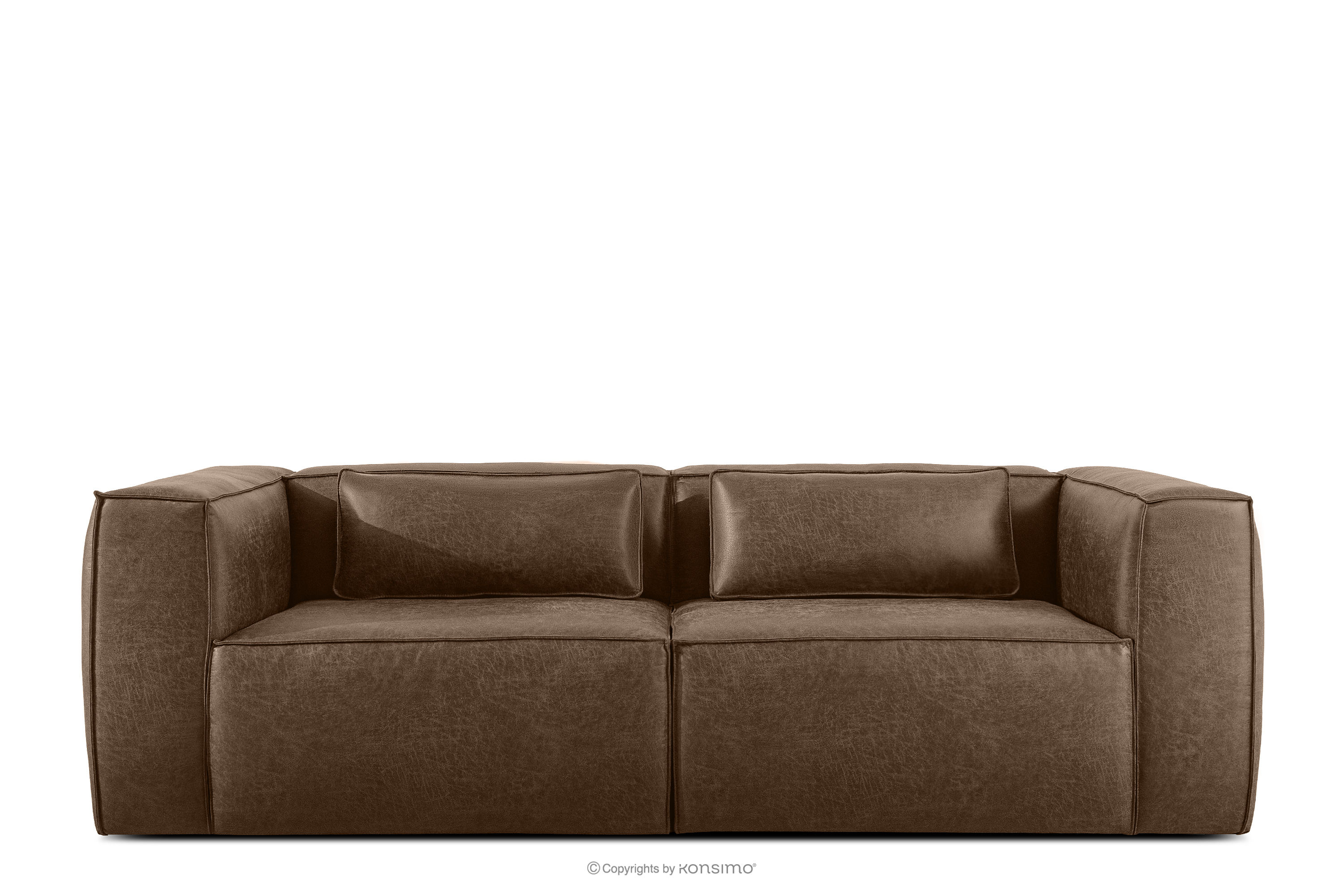 Sofa trzyosobowa w stylu loft tkanina skóropodobna ciemny brązowy