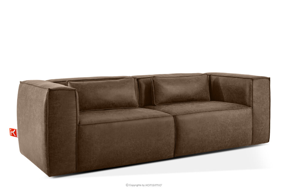 FEROX Sofa trzyosobowa w stylu loft tkanina skóropodobna ciemny brązowy ciemny brązowy - zdjęcie 2