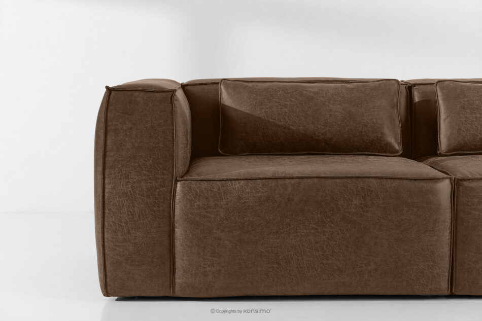 FEROX Sofa trzyosobowa w stylu loft tkanina skóropodobna ciemny brązowy ciemny brązowy - zdjęcie 6