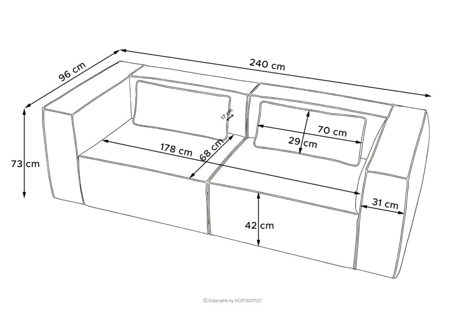 FEROX Sofa trzyosobowa w stylu loft tkanina skóropodobna ciemny brązowy ciemny brązowy - zdjęcie 12