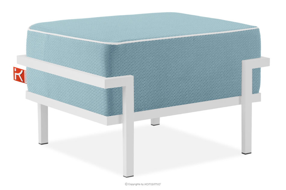 TRIGLO Puf ogrodowy na metalowych nóżkach biały/morski/biały biały/morski/biały - zdjęcie 2