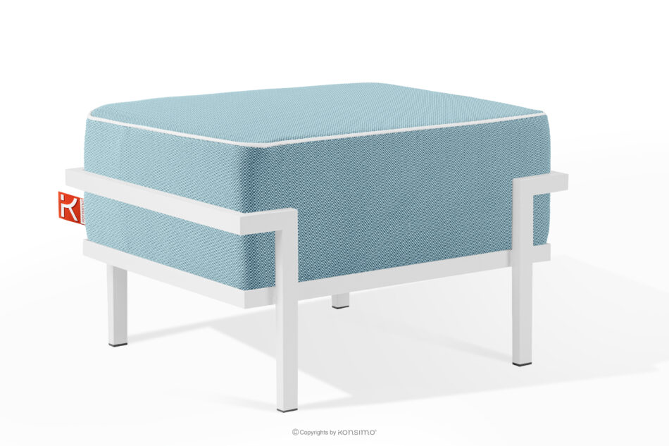 TRIGLO Puf ogrodowy na metalowych nóżkach biały/morski/biały biały/morski/biały - zdjęcie 1