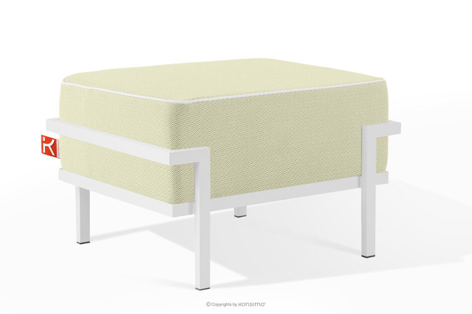 TRIGLO Puf ogrodowy na metalowych nóżkach biały/jasny zielony/biały biały/jasny zielony/biały - zdjęcie 1