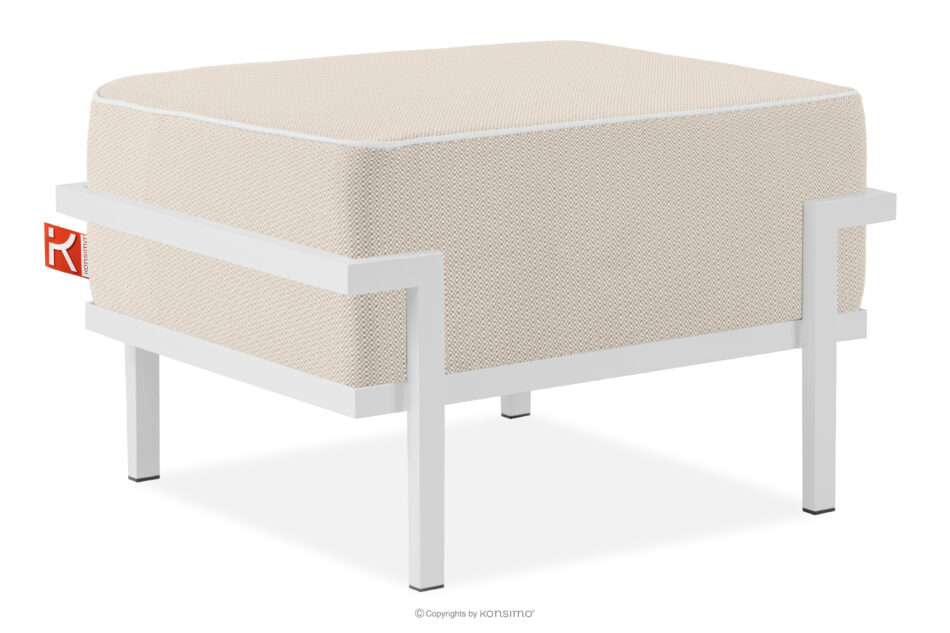 TRIGLO Puf ogrodowy na metalowych nóżkach biały/ciemny beżowy/biały biały/ciemny beżowy/biały - zdjęcie 2