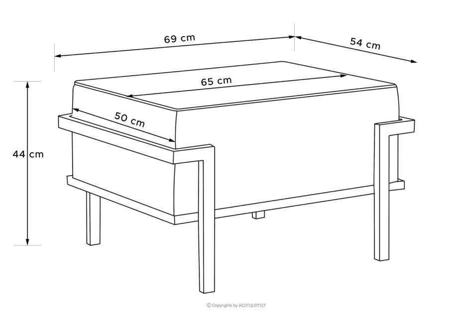 TRIGLO Puf ogrodowy na metalowych nóżkach biały/ciemny beżowy/biały biały/ciemny beżowy/biały - zdjęcie 7