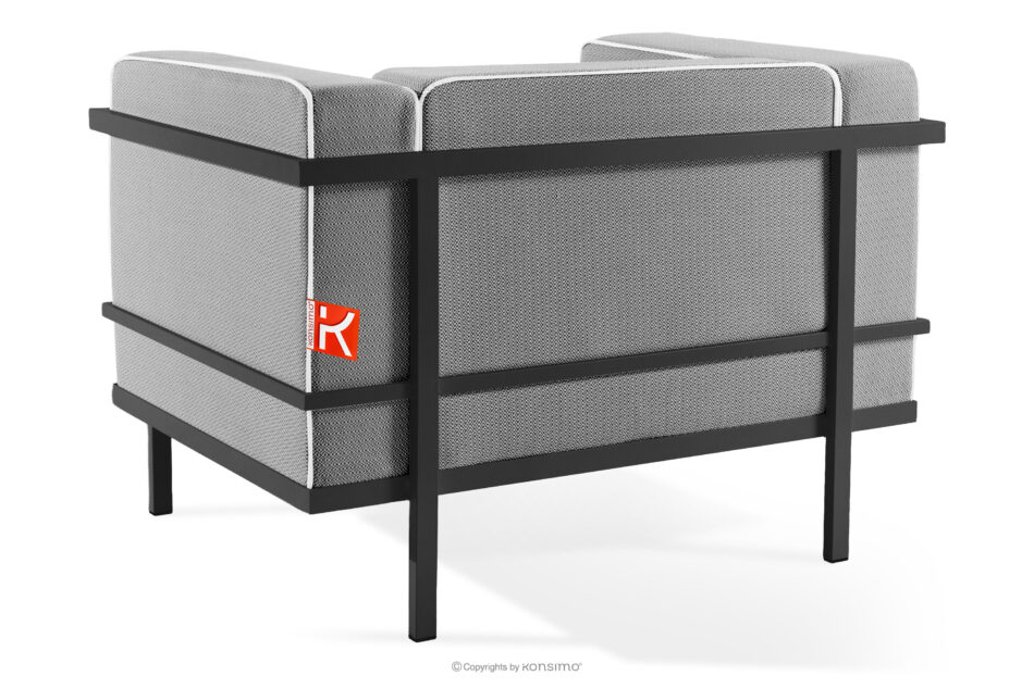 TRIGLO Nowoczesny fotel ogrodowy na metalowych nóżkachciemny szary/czarny/biały ciemny szary/czarny/biały - zdjęcie 3