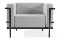 Nowoczesny fotel ogrodowy na metalowych nóżkachciemny szary/ciemny szary/biały