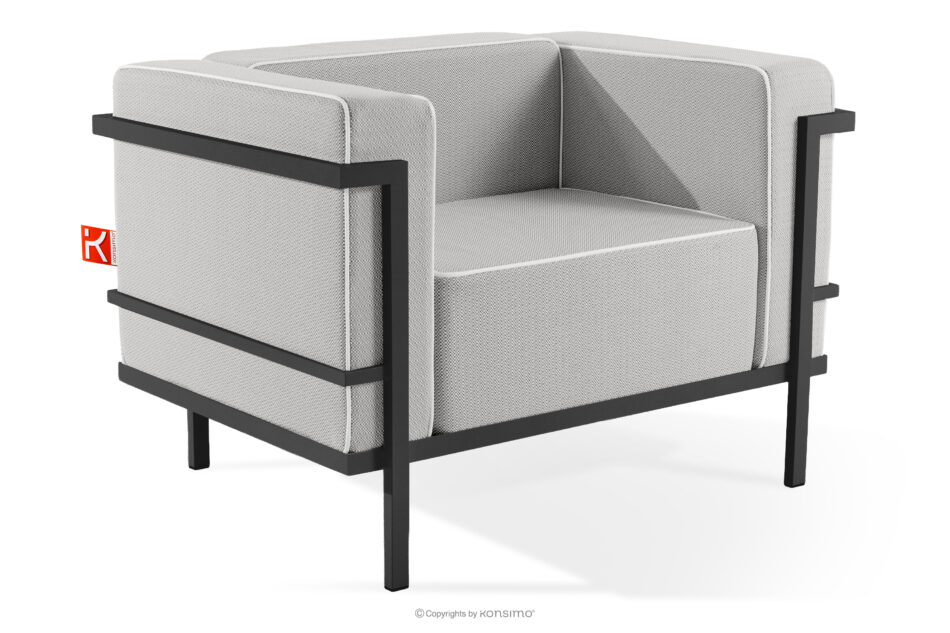 TRIGLO Nowoczesny fotel ogrodowy na metalowych nóżkachciemny szary/ciemny szary/biały ciemny szary/ciemny szary/biały - zdjęcie 2