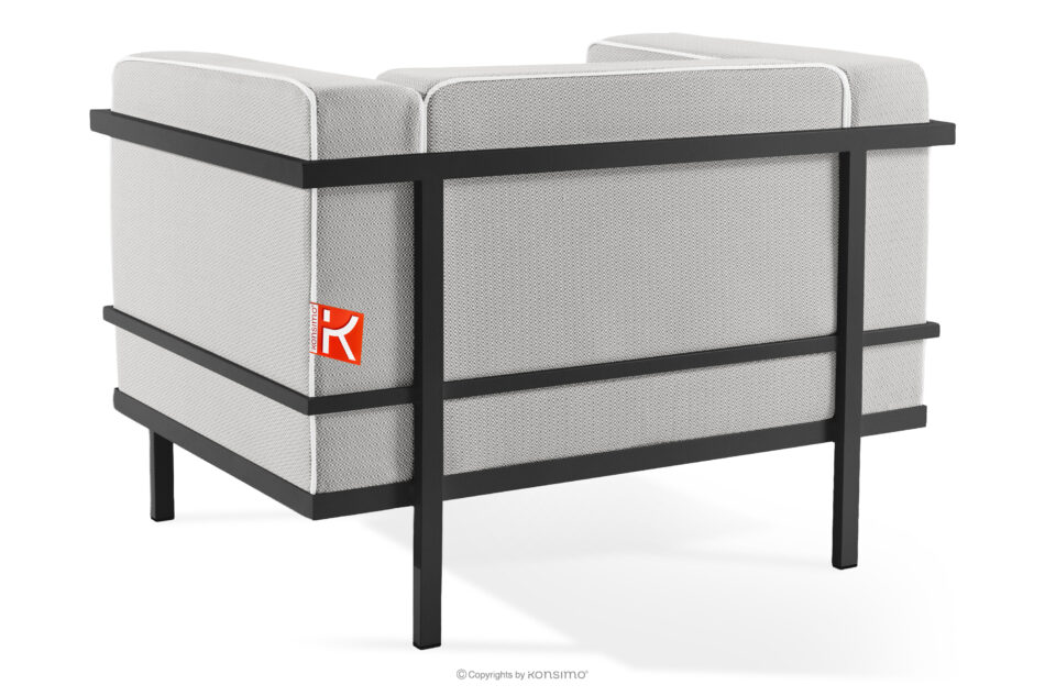 TRIGLO Nowoczesny fotel ogrodowy na metalowych nóżkachciemny szary/ciemny szary/biały ciemny szary/ciemny szary/biały - zdjęcie 3