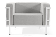 Nowoczesny fotel ogrodowy na metalowych nóżkachbiały/ciemny szary/biały