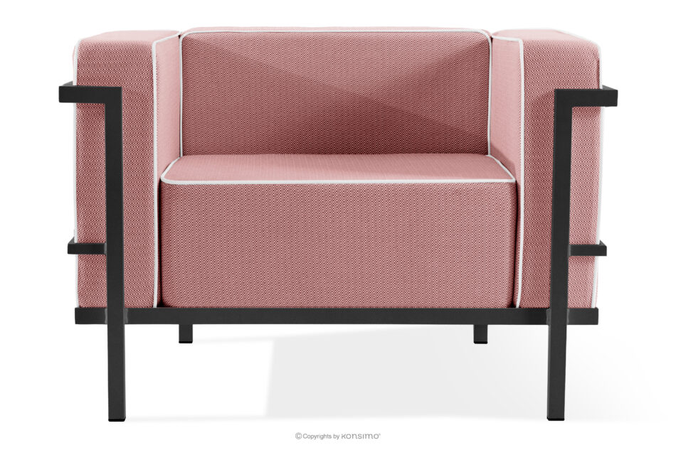 TRIGLO Nowoczesny fotel ogrodowy na metalowych nóżkachciemny szary/czerwony/biały ciemny szary/czerwony/biały - zdjęcie 0